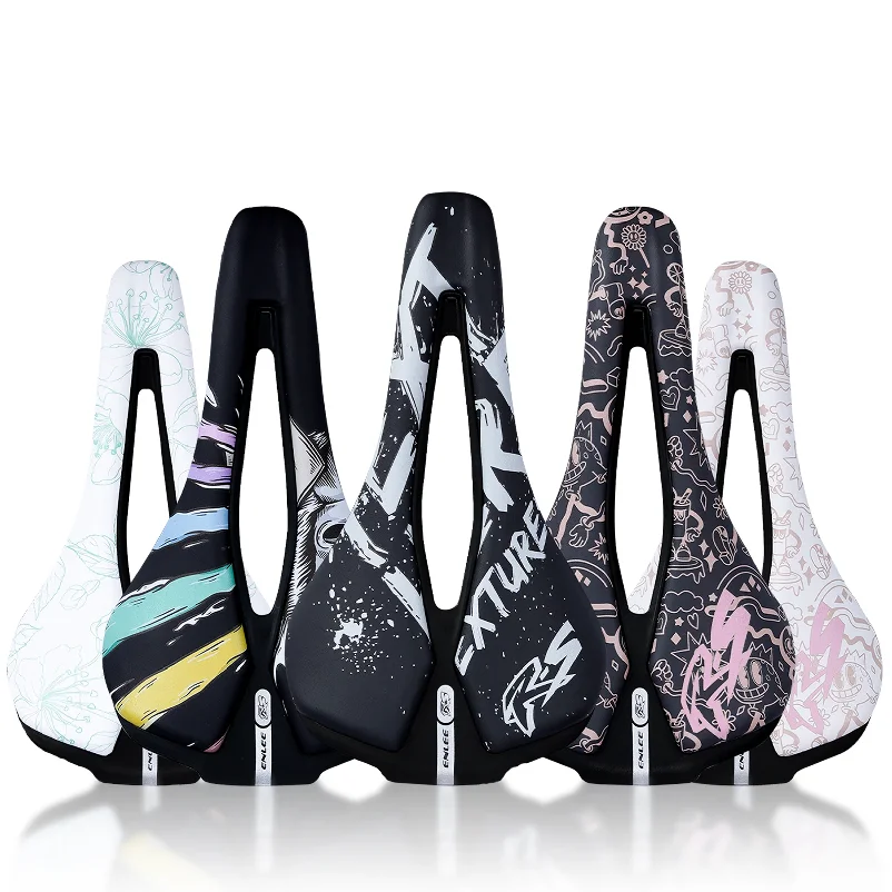 

Bicycle Saddle Mountain Road Bicycle Seat Cushion Graffiti Bicycle Saddle Hollow Breathable Ultra-Light Personalized Bike Saddle