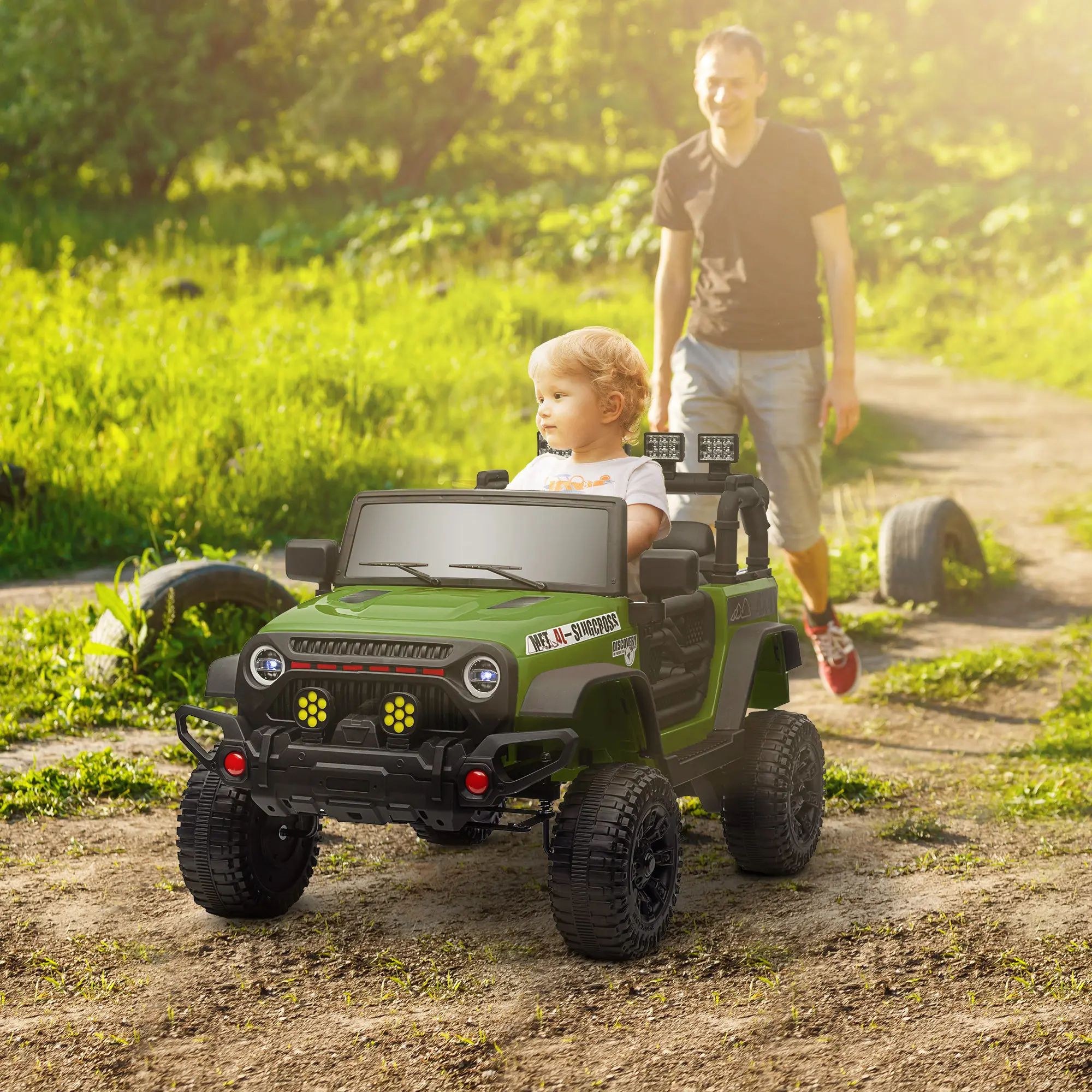 AIYAPLAY Coche Eléctrico para Niños de +3 Años con Batería 12V Bluetooth