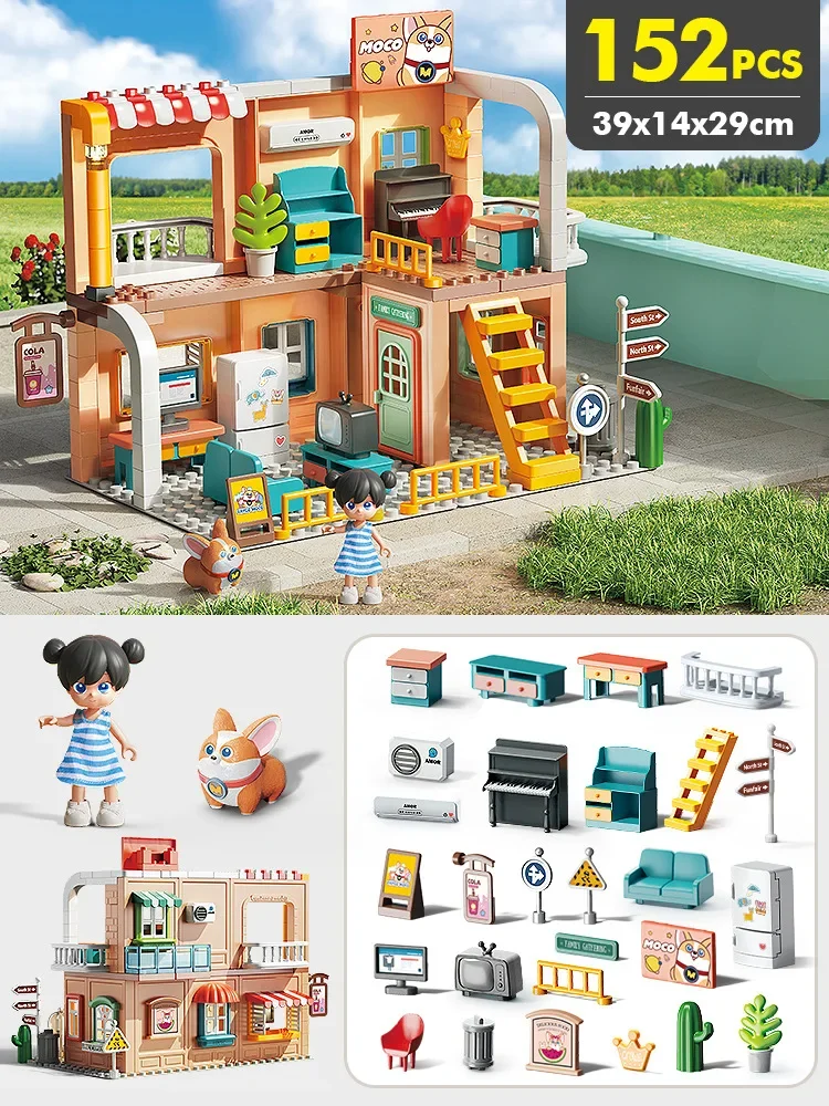 Big Building Blocks Suit Villa Children Play House Compatible Large Bricks Assemble Children Kids Girl DIY Creativity Toys Gift