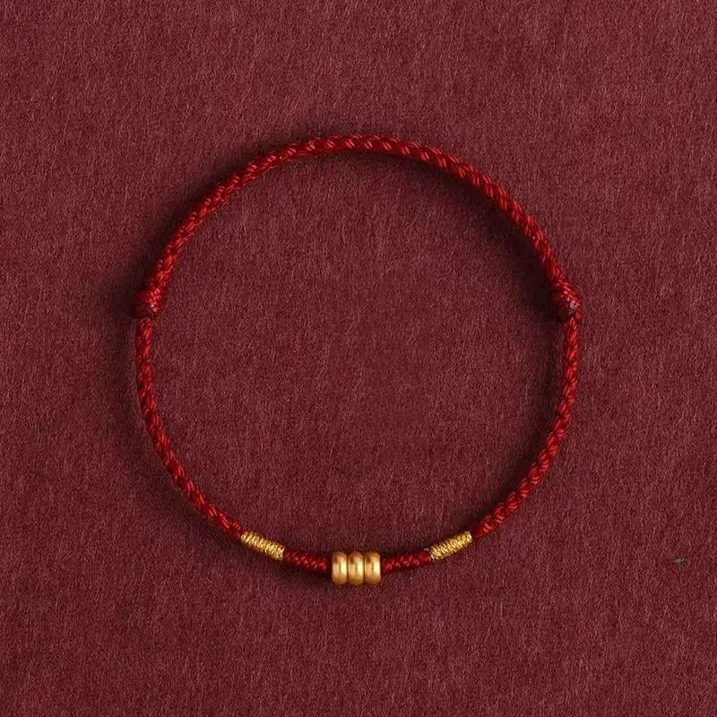 Pulsera Ajustable de Hilo Rojo Tejida a Mano, Amuleto de la Suerte, Regalo de Año Nuevo para Parejas y Mejores Amigos