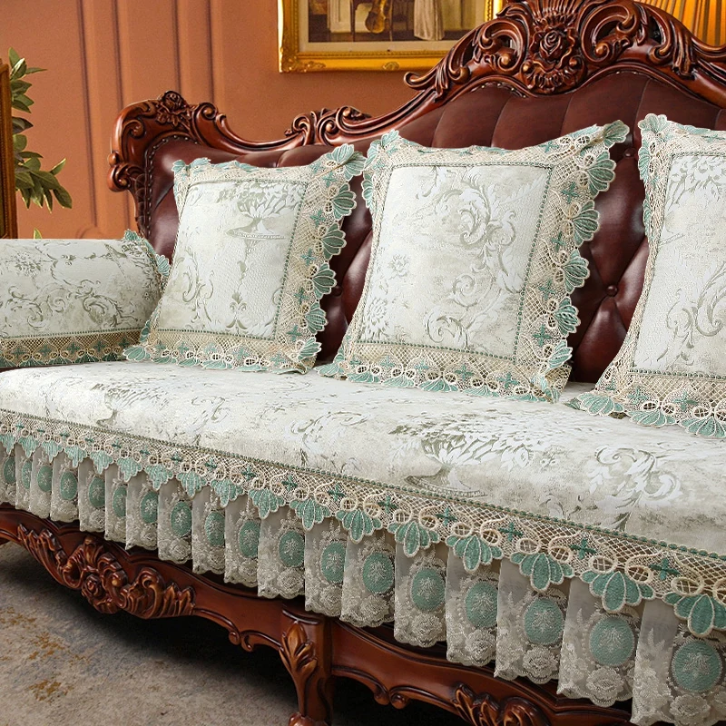 Home Sofa Cover Jacquard Chenille Anti-slip Sofa Cushion Pad European Style Classic Armchairs Cover Living Room Couch Towels