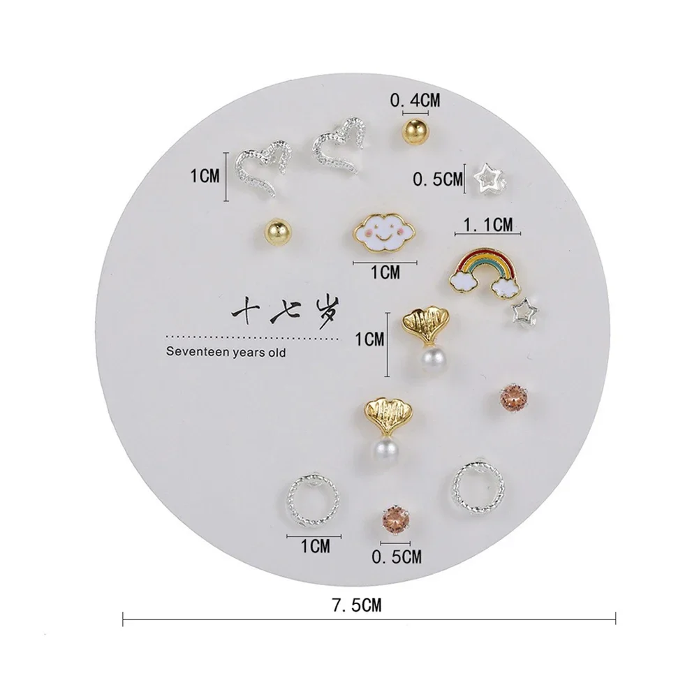 مجموعة مكونة من 7 أزواج من عقدة على شكل قلب مطلية بالفضة وأقراط هندسية للنساء والفتيات هدية مجوهرات بسيطة وحساسة