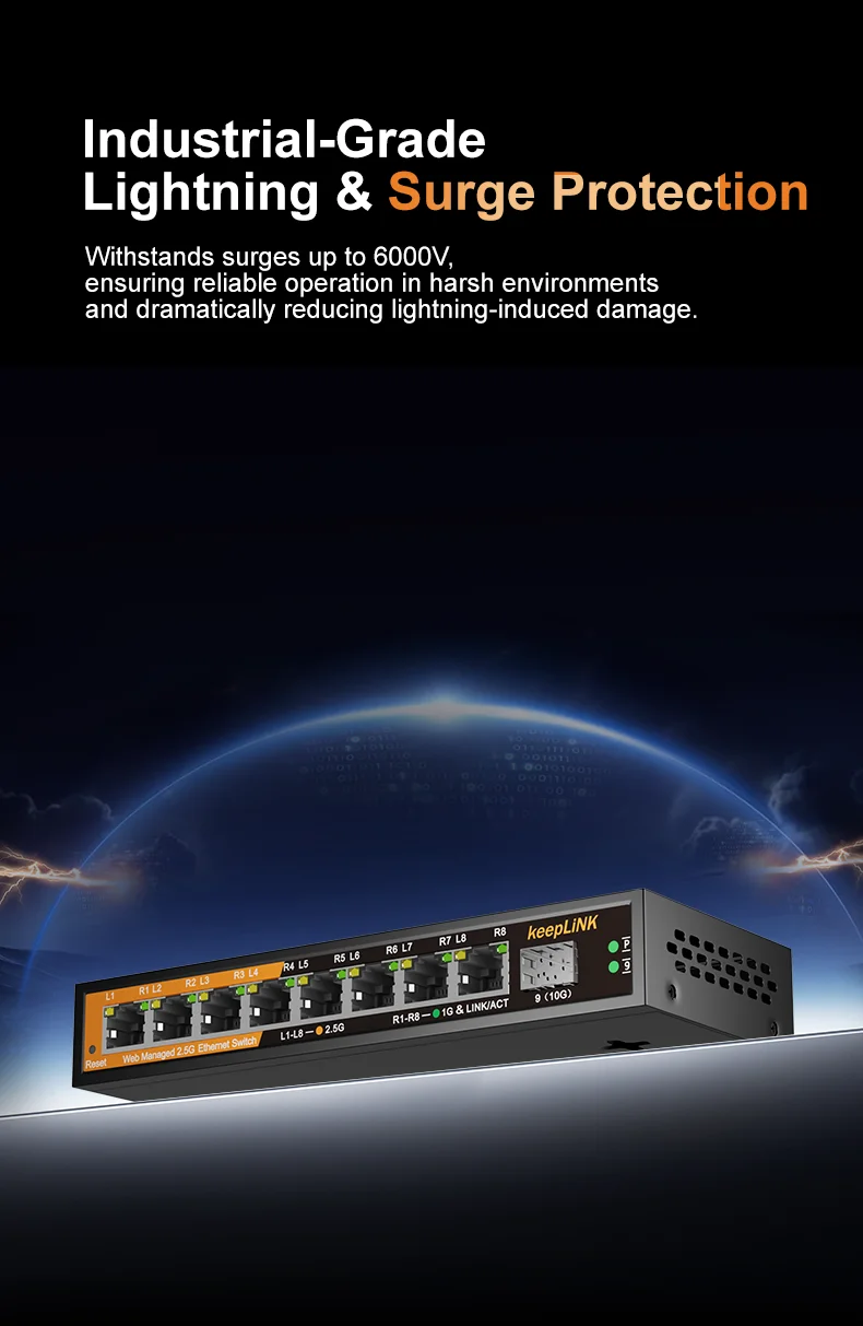 KeepLiNK 9-Port Multi-Gigabit Web-Managed Netzwerk-Switch mit 8 x 2,5GbE und 1 x 10Gb SFP+ Uplink – Detail 4