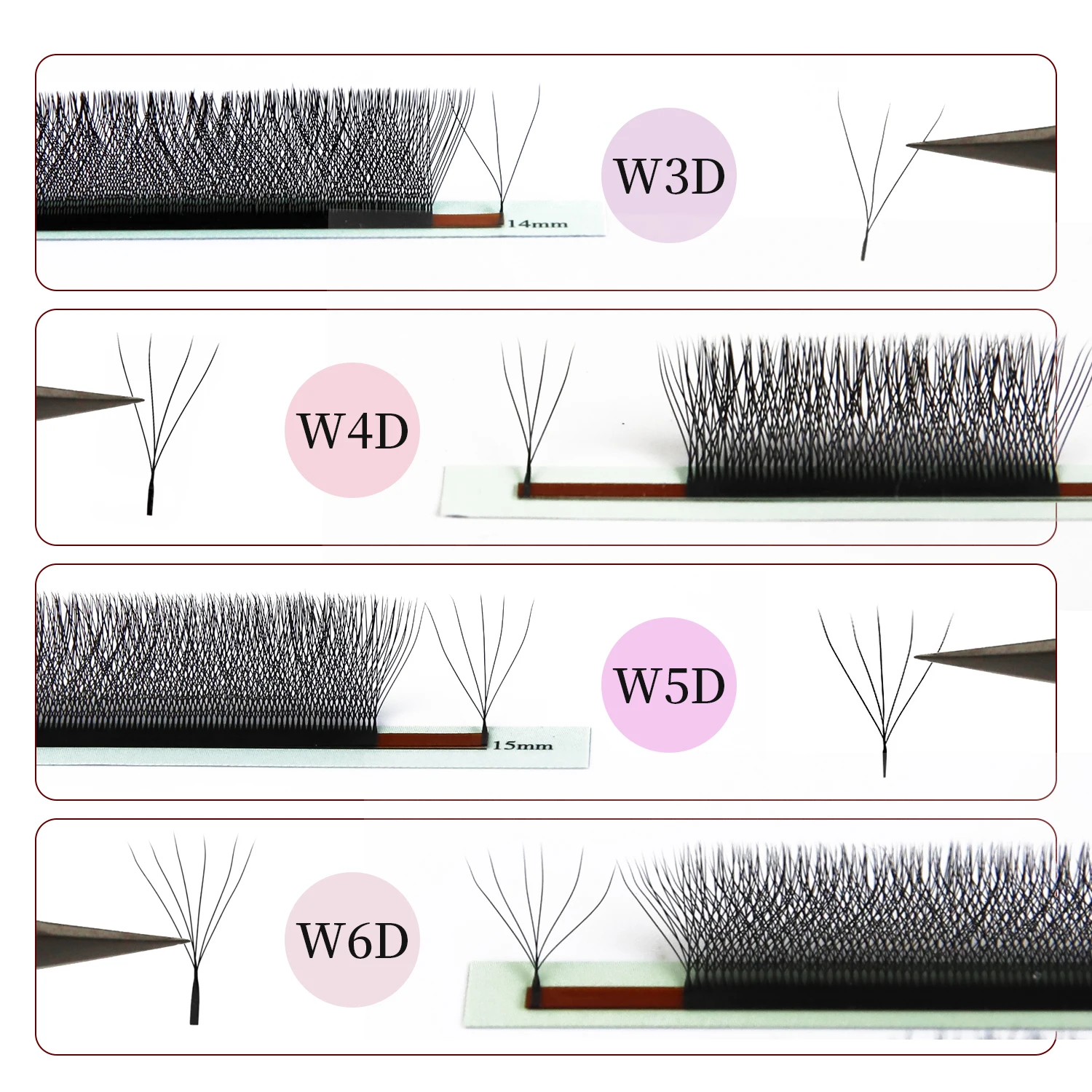 5D W Eyelash CIlios 5D Individual Cluter Lash BUnches 3W 4W 6W Russia Premade Volume Eyelashes 8D Ready made Lash fans Drop Ship