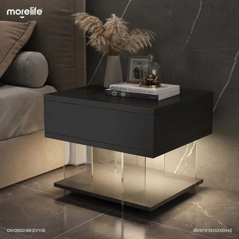 

Light Luxury Nightstands Transparent Bedside Table Nordic Minimalist Modern Drawers Muebles Household Bedroom Furniture K01