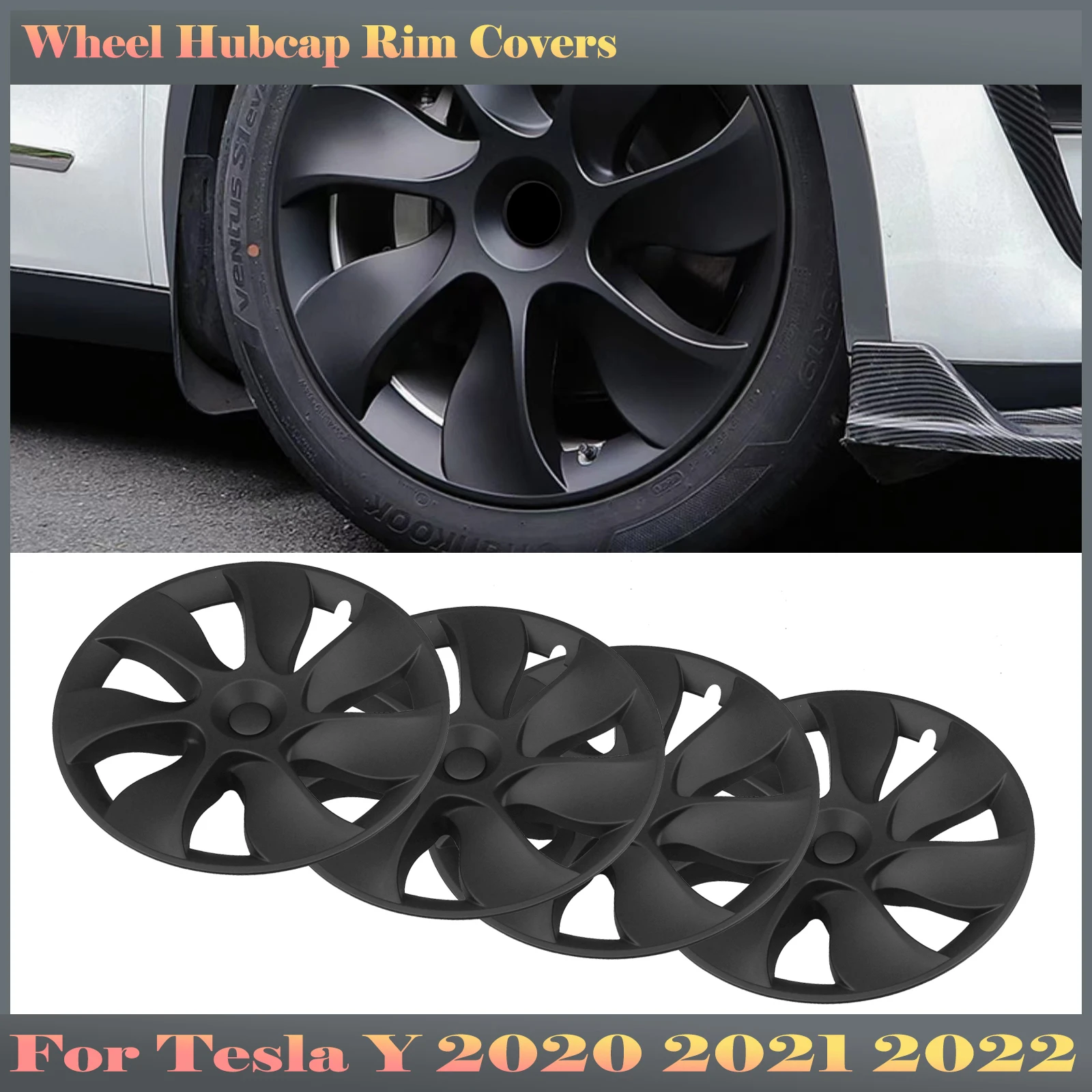 4PCS 19 Inch Hub Cap Wheel Rim Cover For Tesla Model Y 19'' Hubcaps 2020 2021 2022 2023 2024