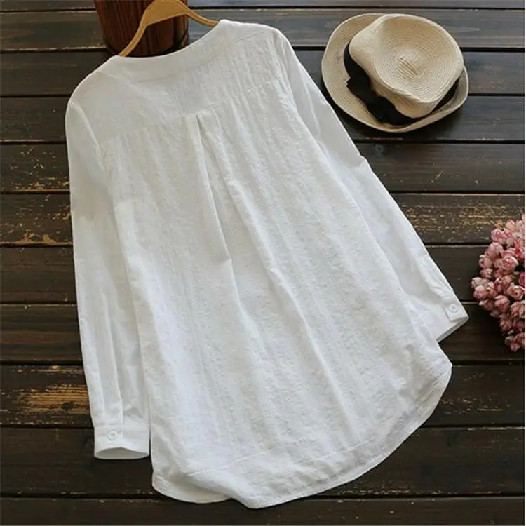 

Women's Lace Embroidered Long Sved irt Ele Top for Profional Ocns Cusizable Design Workwear