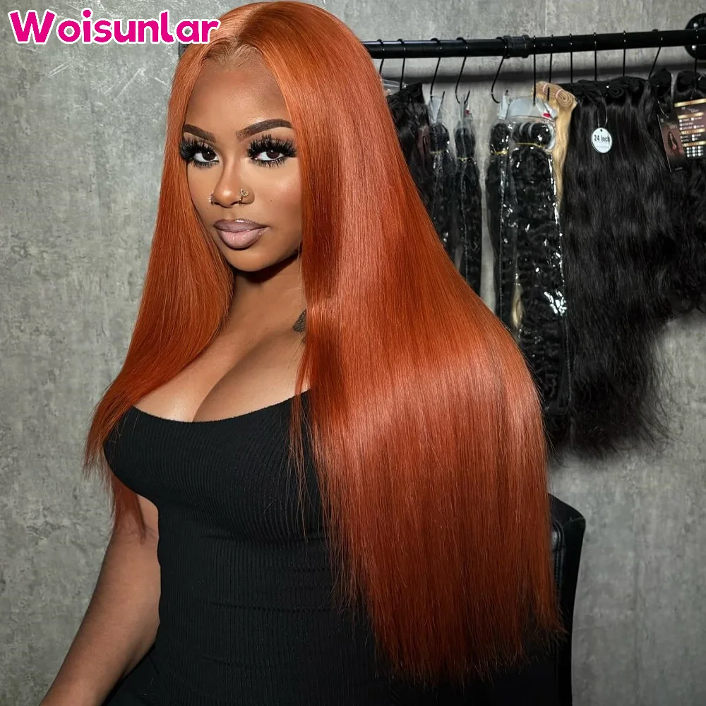 

36 inches Brown lace Front Human Hair Wigs 200 Density Straight Black women13x4 Transparent Lace Brazilian Natural Human hair