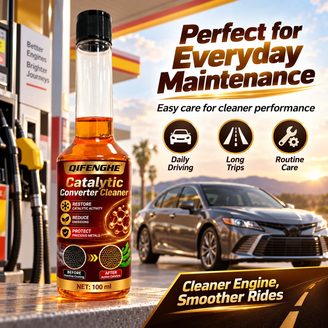 Catalytic Converter Cleaner for Petrol Cars, Exhaust Emissions Reducer, No Disassembly, Pass Smog Test