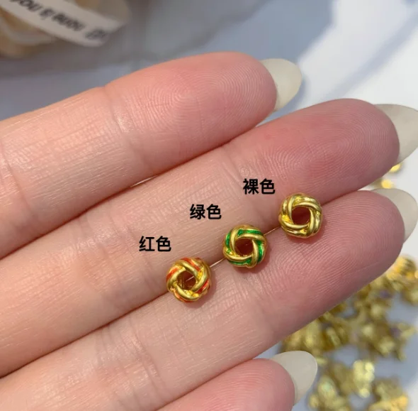 

999 real gold beads knotted beads paint beads diy bracelets hole 2.5mm