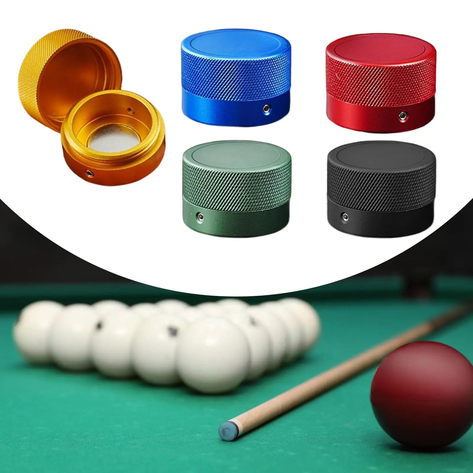 

Pool Cue Chalk Holder Portable Snooker Tool Round Cue Tip Chalk Holder Easy to