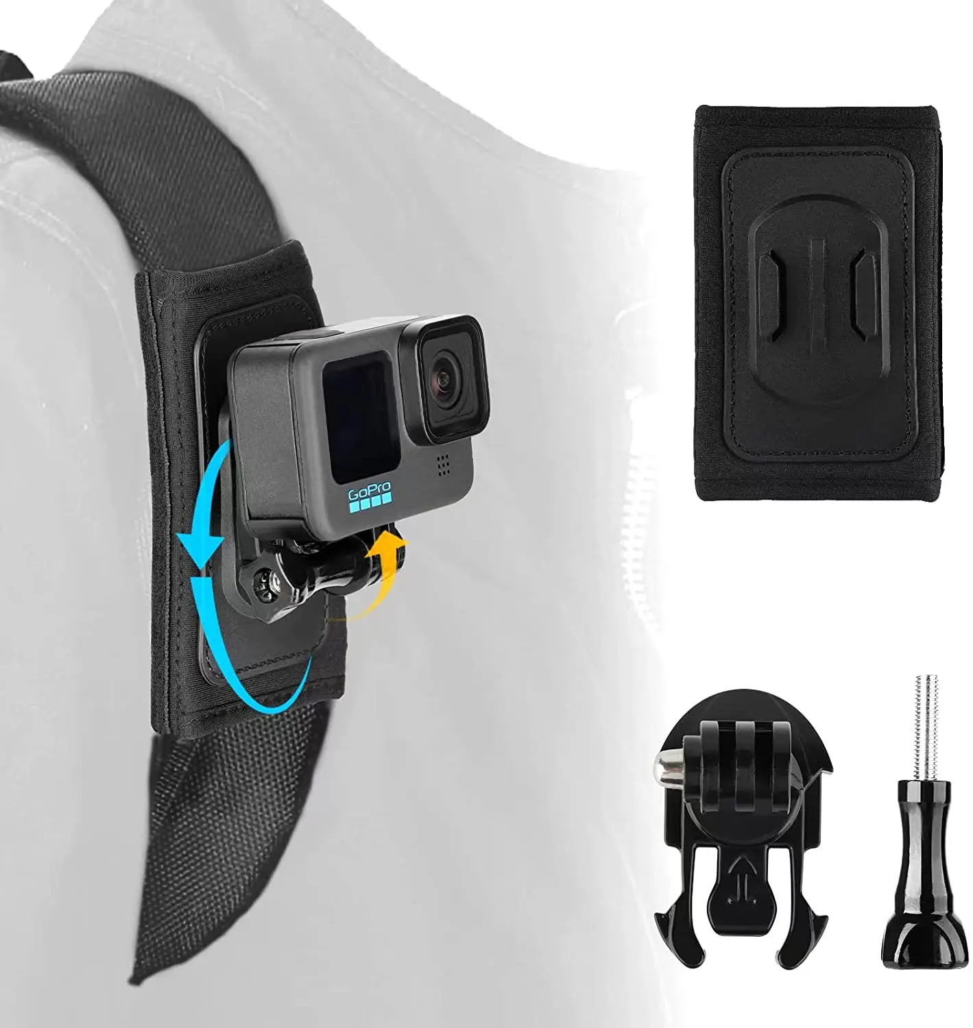 For GoPro Hero 11 10 9 8 7 6 Dji Action 2 Insta360 360° Rotate Buckle J-Hook Adjustable With Backpack Shoulder Strap Belt Mount