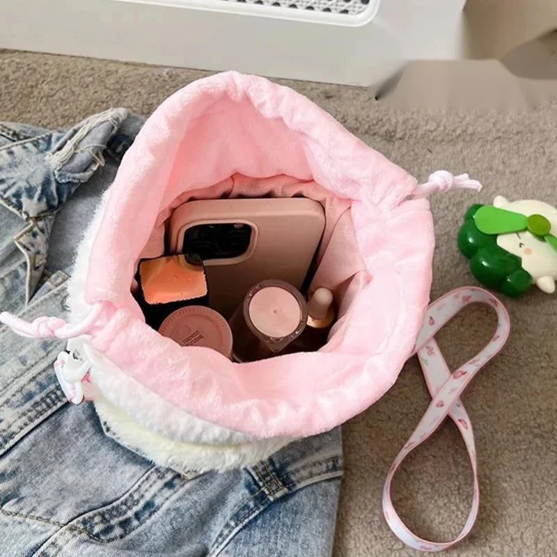 Embroidery Cake Crossbody Bag For Women Y2K Korean Japanese Cartoon Plush Shoulder Bag Kawaii Girl's Stylish Cake Crossbody Bag