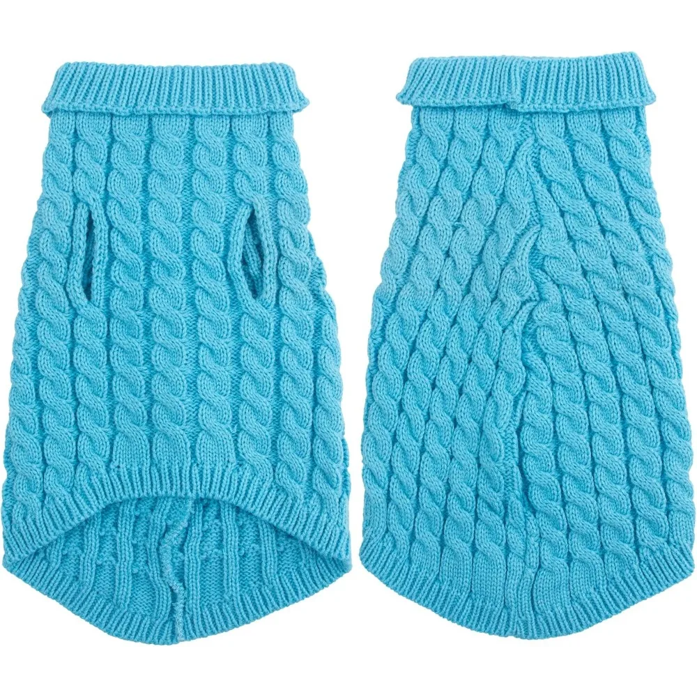 Blue XL Dog Sweater, Turtleneck Knitwear, Warm Outfit for Small and Medium Dogs view 2