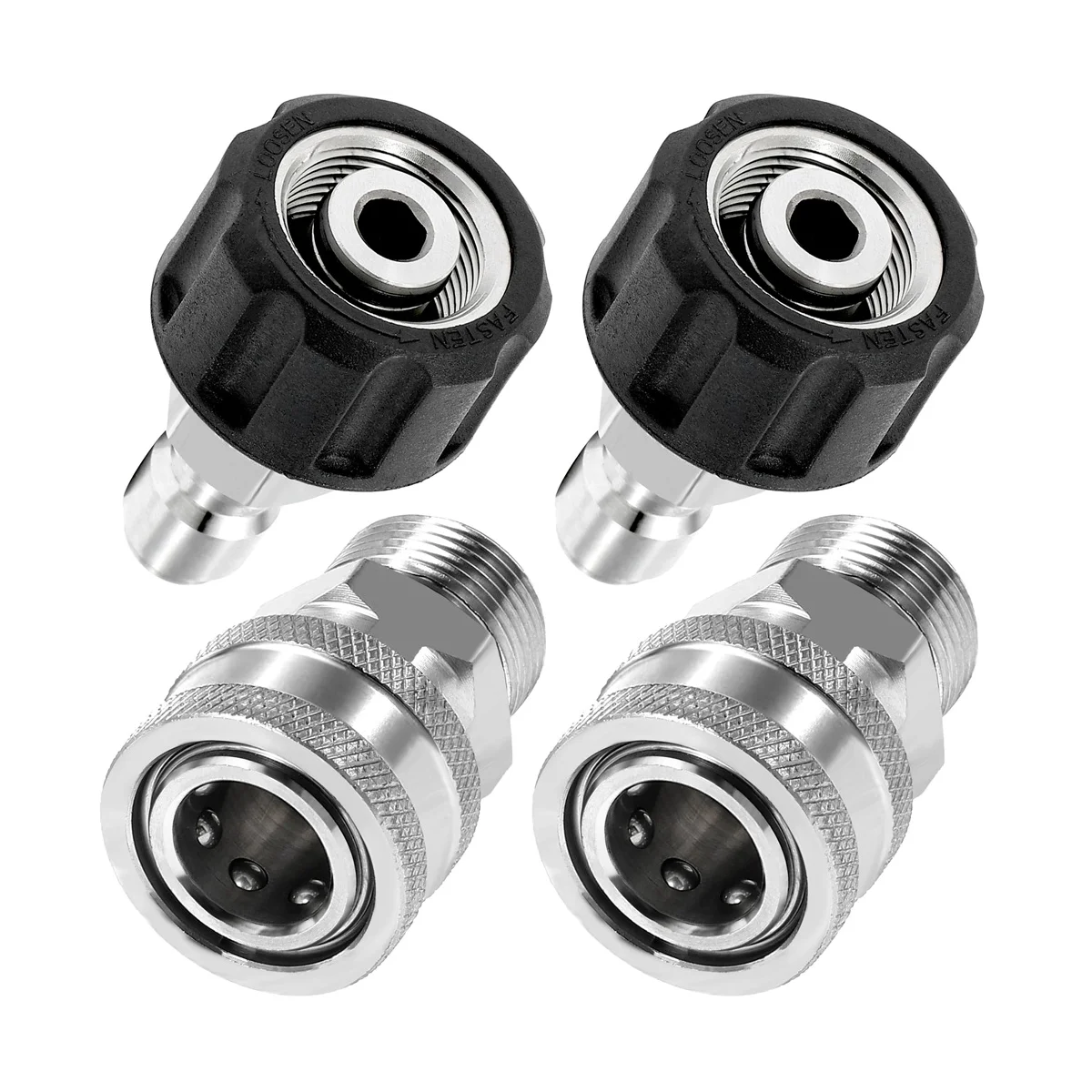 

4Pcs Pressure Washer Adapter Set, Quick Connect Kit, M22 14mm to M22 Metric Fitting, Stainless Steel