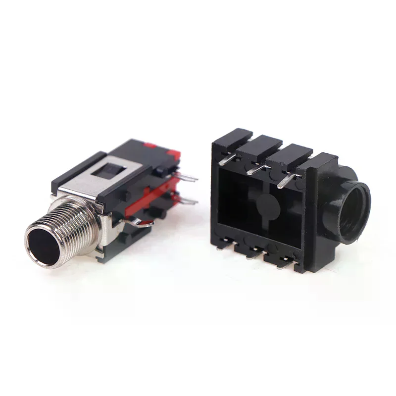 5PCS PCB Mount 6 Pin Input Output Jack Dual Channel Female 6.35mm Jack Stereo 1/4 Inch Guitar Pedal Input Jack Socket