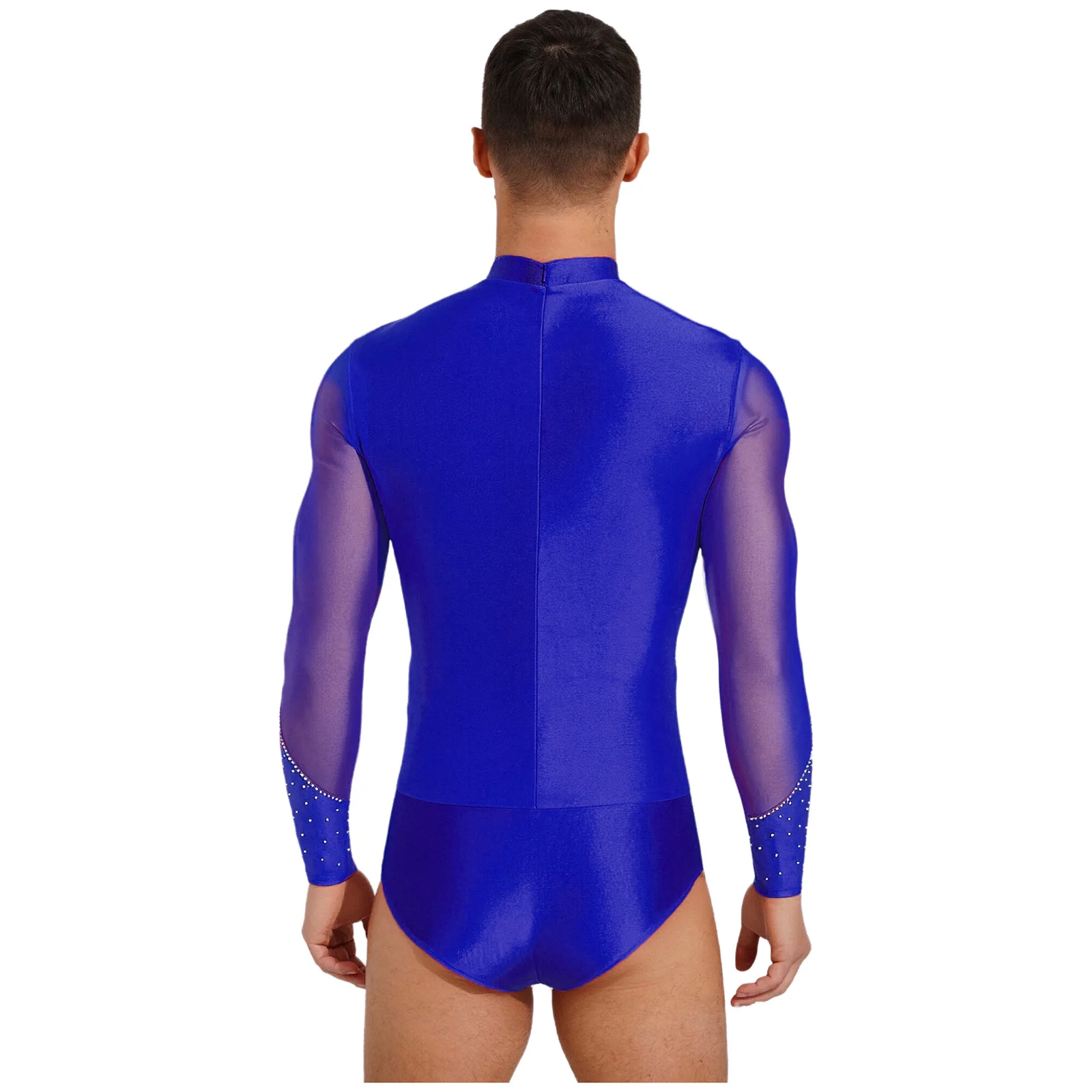 Justaucorps de danse latine pour hommes, body de patinage artistique avec strass scintillants, pour spectacle professionnel sur scène de danse