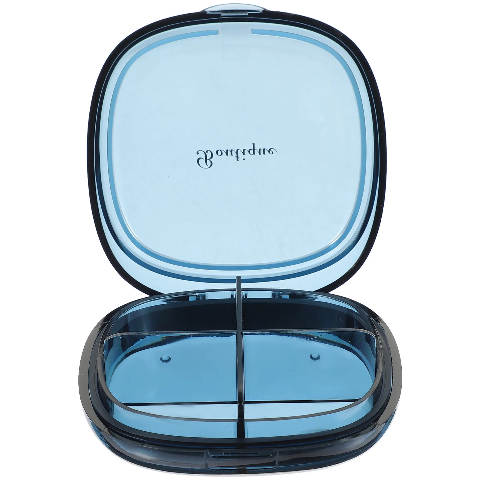 

Tight Seal Pills Box Case Transparent Blue Dispenser Portable Organizers Mini Holder Travel Multi-grid