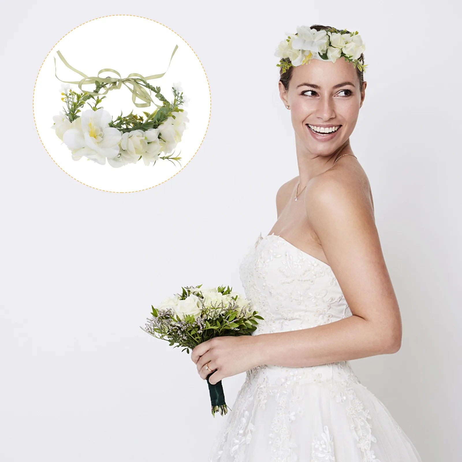 Flower Crown Floral Headband Bridal Hairband Garland Headpiece Wedding Headdress for Brides Pregnant Women Photo Shoot Birthday