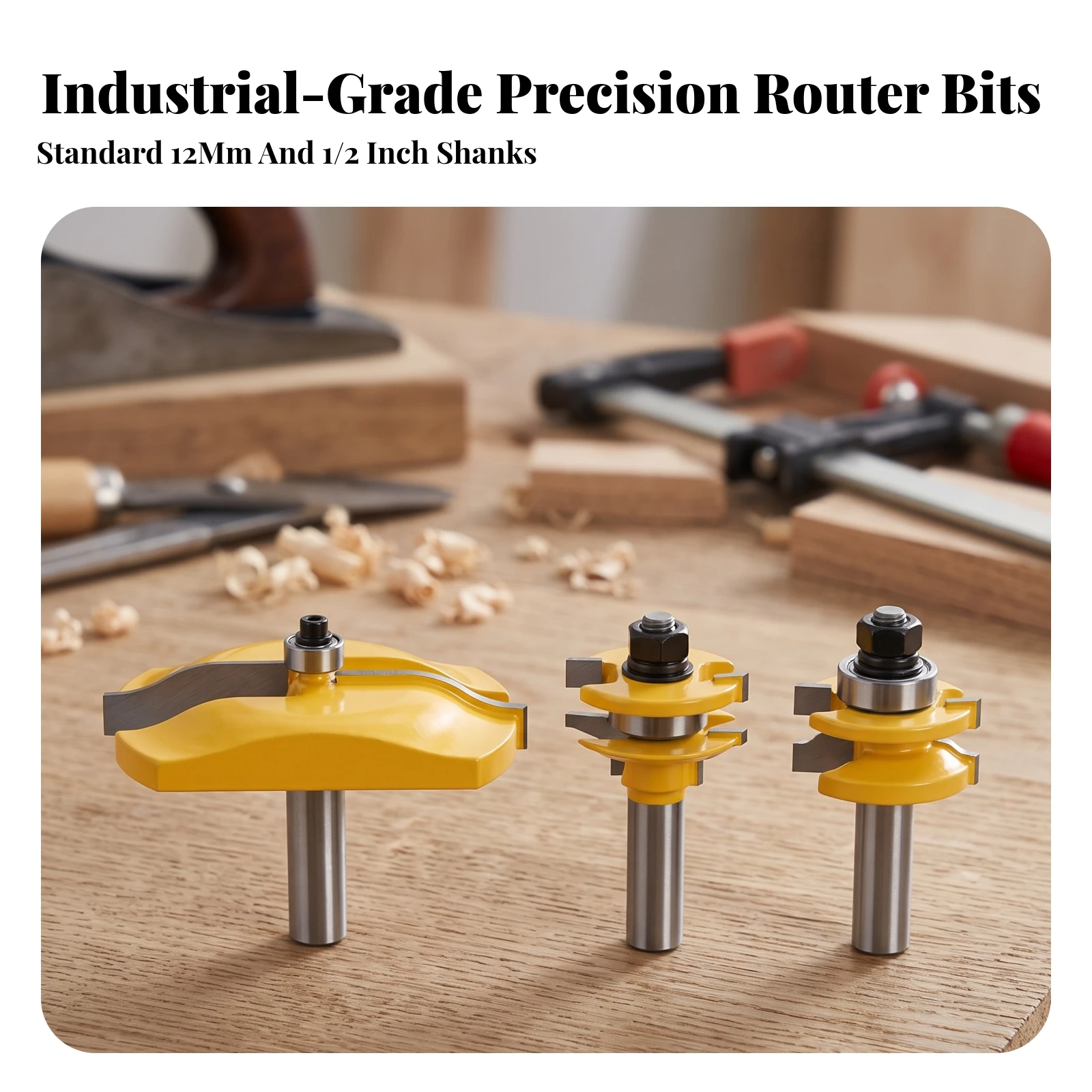 3 Pieces Woodworking Router Bits Hardened Cabinet Door Router Bits Cutting Tool High Quality Long-Lasting for Woodworkers