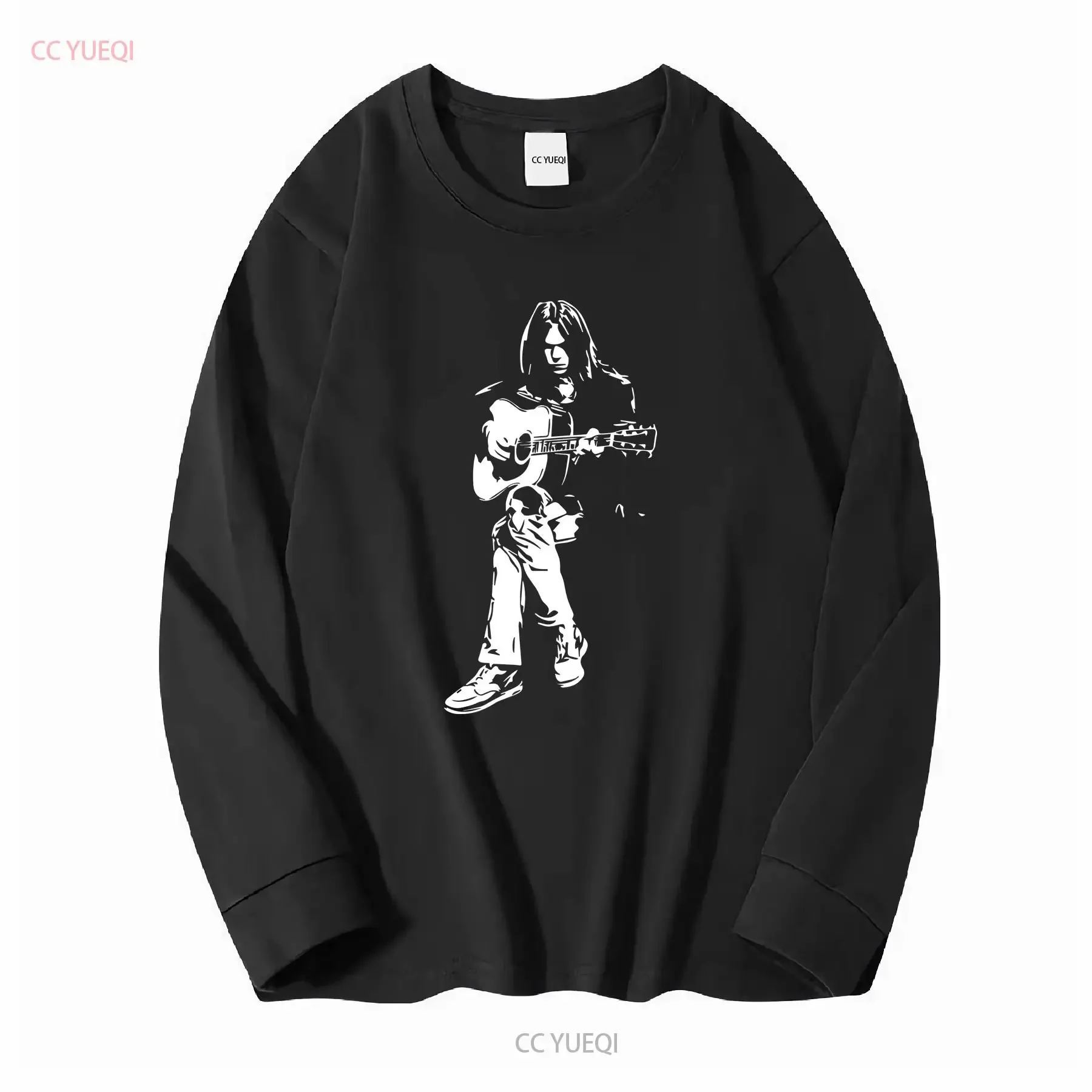 نيل يونغ تي شيرت الشعبية روك كروسبي ستيلز ناش خمر غسلها الرسم عارضة مريحة امتدت قليلا