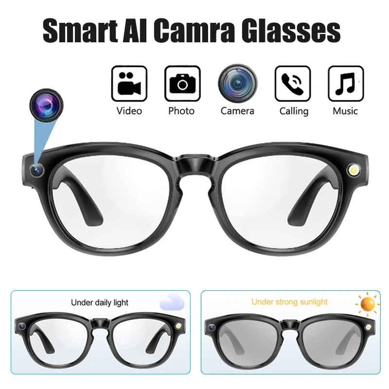 

Умные очки с искусственным интеллектом, микрокамера, фотография, видеозапись, голосовой вызов, воспроизведение музыки, AI-перевод, градиентные солнцезащитные очки, видеокамера