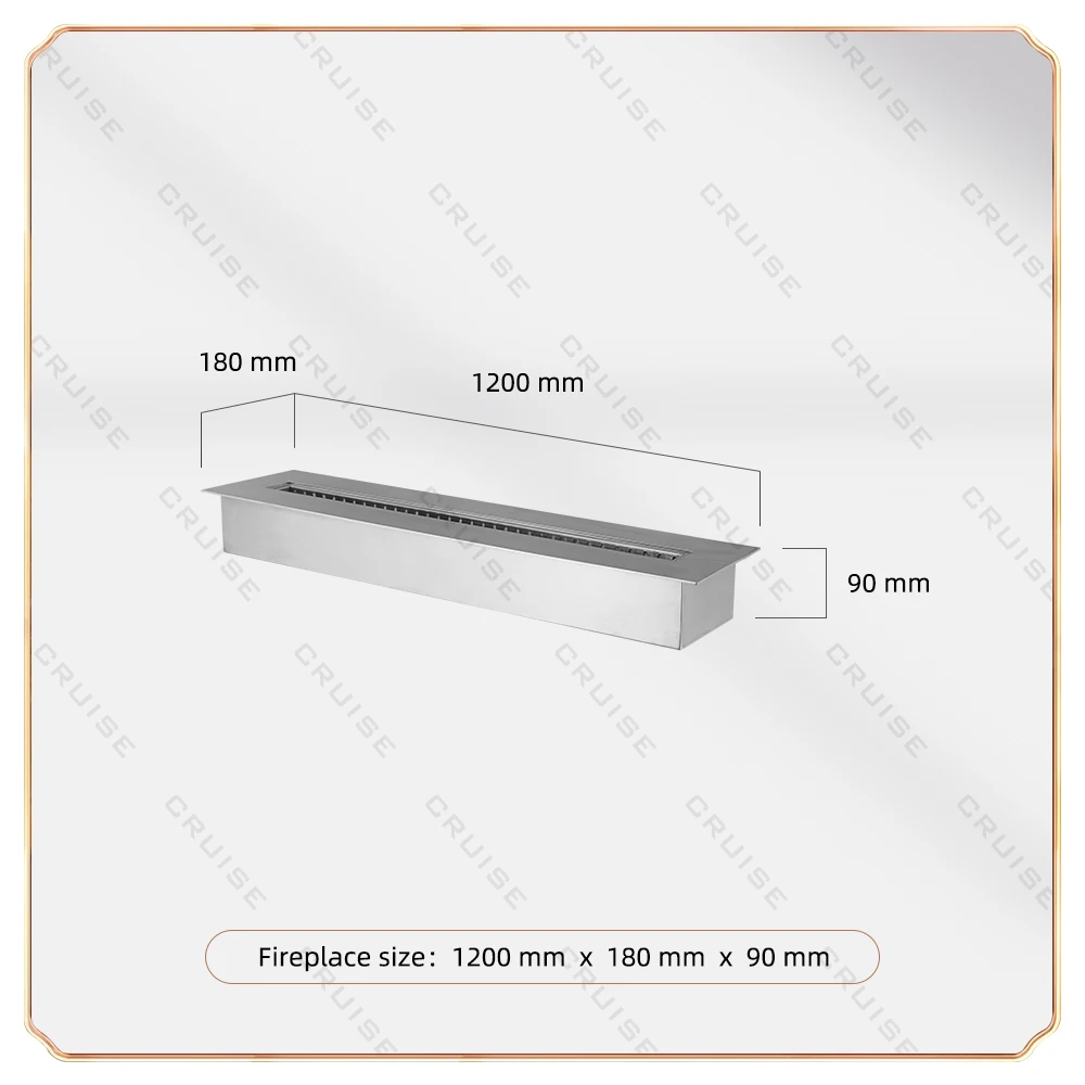 Bioethanol Fireplace Insert, 1200mm 304 Stainless Steel Manual Alcohol Burner, Ventless Smokeless Ethanol Heater for Villa Decor view 6