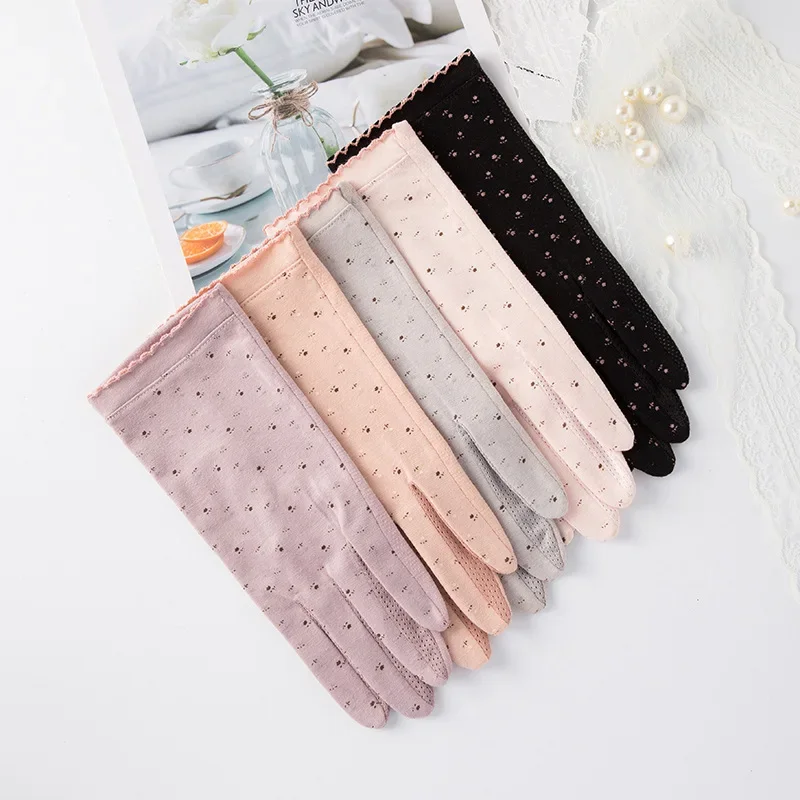 

Summer Women Sunscreen Driving Gloves Simple Breathable Black Glove Stretch Touch Screen Anti Uv Slip Resistant Glove