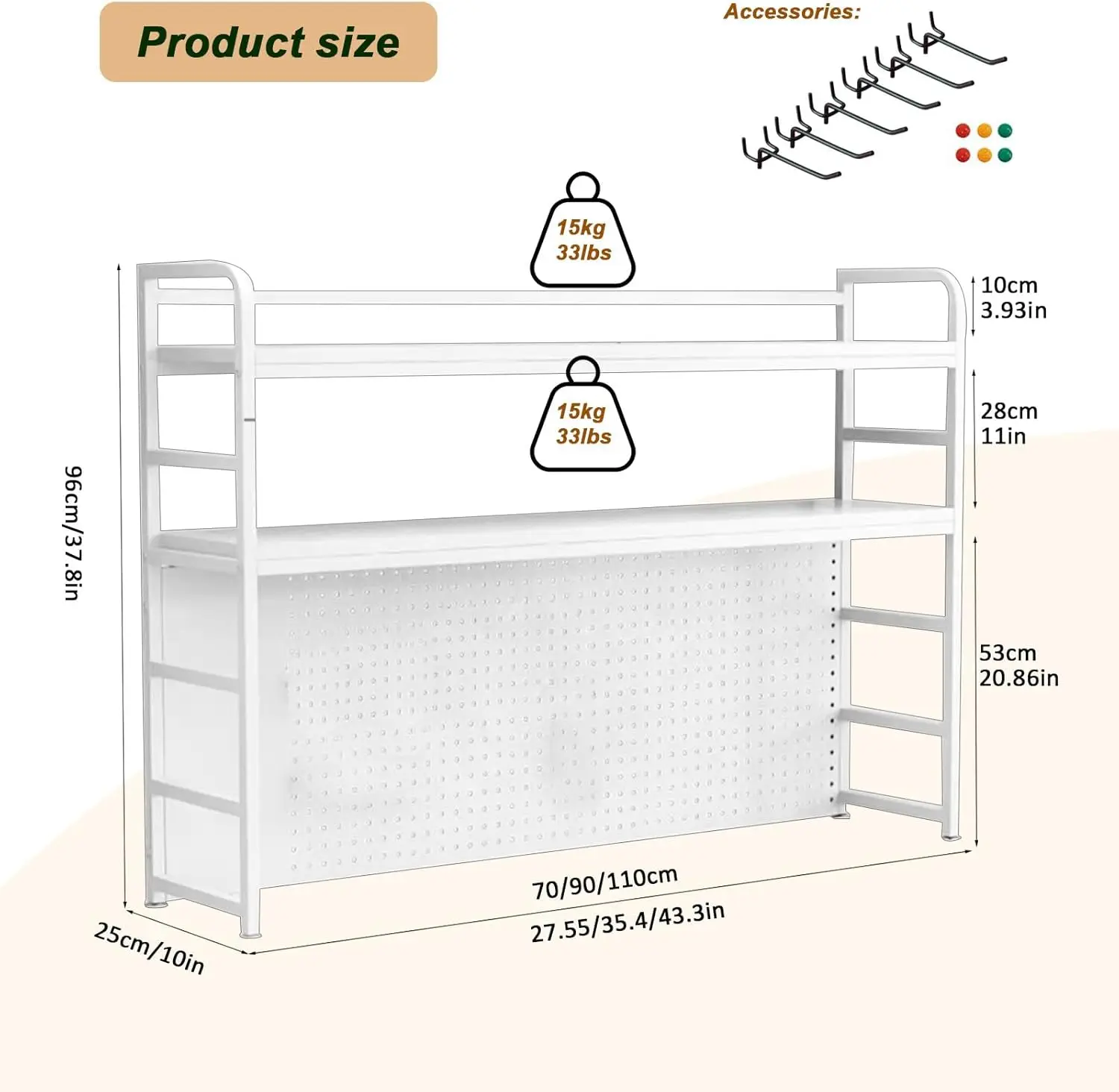 Schreibtisch-Hutch-Regal, Wohnheim, 2-stufiges Arbeitsplatten-Desktop-Bücherregal mit Stecktafel, Metall/MDF-Schreibtisch-Bücherregal für Computertisch, Schreibtisch