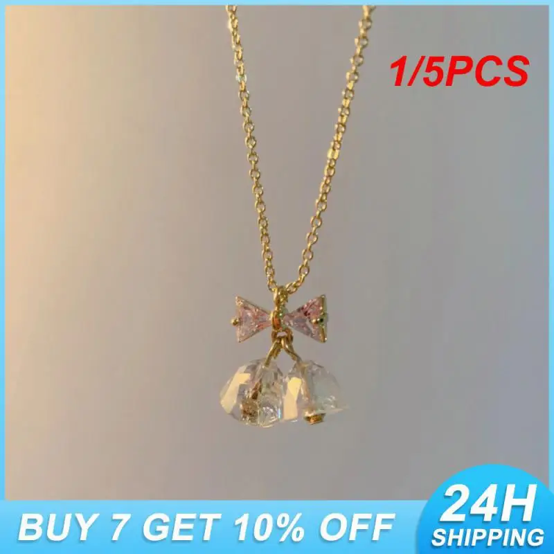 1/5PCS Womens Gift Jewelry Shiny Butterfly Necklace Long Service Life Elegant Zirconia Necklace