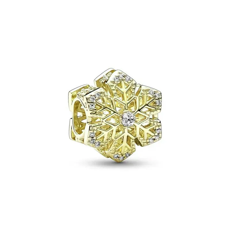 جديد غرامة ندفة الثلج سلسلة خرز تميمة احتفالي ندفة الثلج سحر صالح الأصلي الأوروبي أساور اكسسوارات DIY بها بنفسك النساء المجوهرات هدية