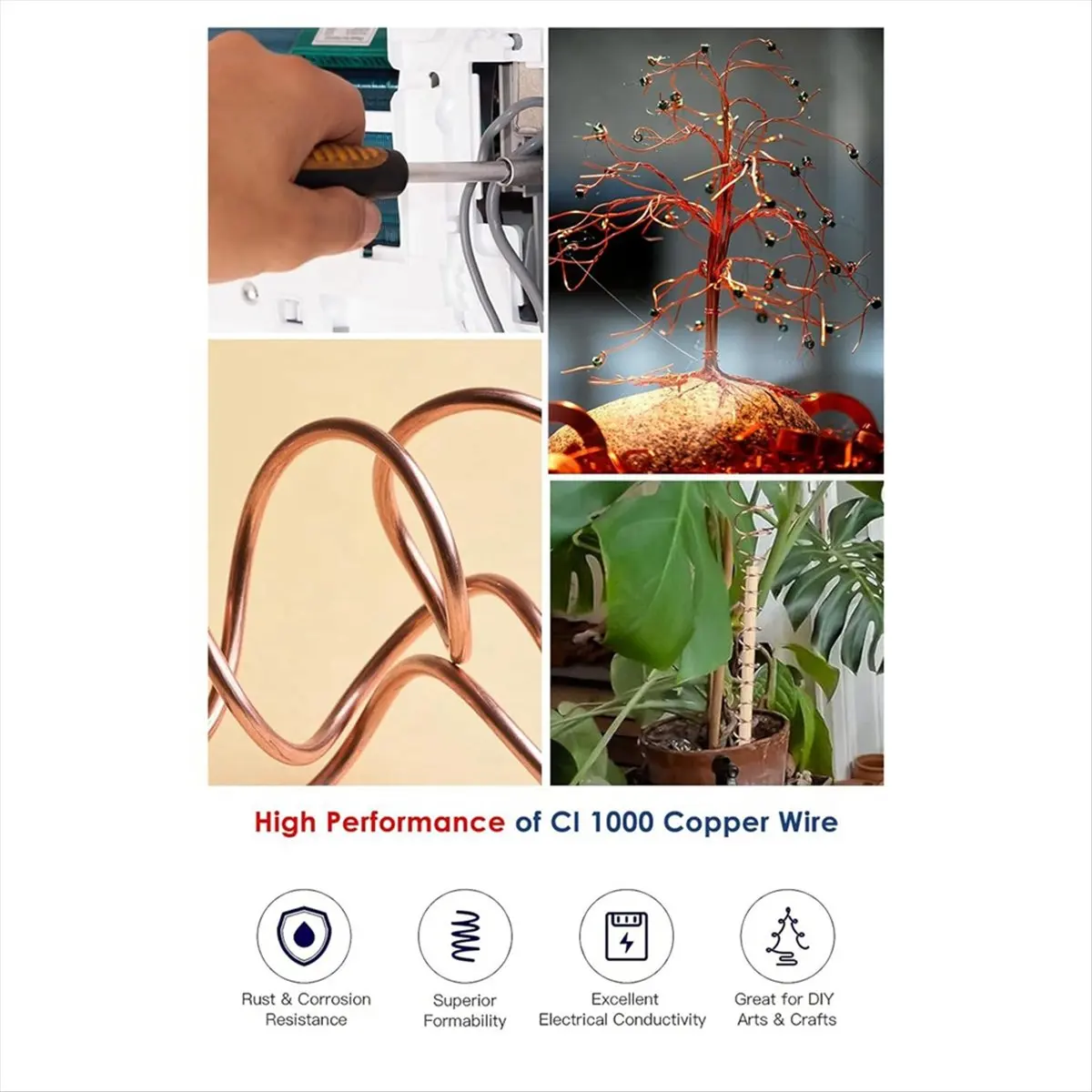FOR HOME 99.9% Soft Copper Wire - 20 Gauge 0.8mm - 300 Feet, Pure Bare Copper Wire for Jewelry Making Gardening