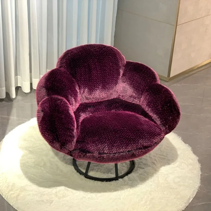 Divano letto singolo Sedia girevole pigra in stile crema minimalista italiano di design in velluto di visone per soggiorno balcone