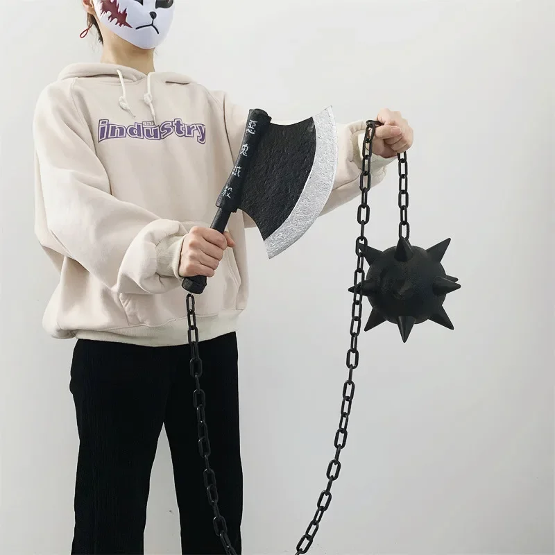 

Rock Hashira Gyomei's Nichirin Blade Broadaxe & Flail Rubber Cosplay Weapon Set