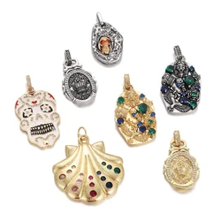 Punk Goth Skull Enamel Zircon Charms Devil's Winged Crown Pendant Handicraft Crafts DIY Vintage Jewelry Accessories