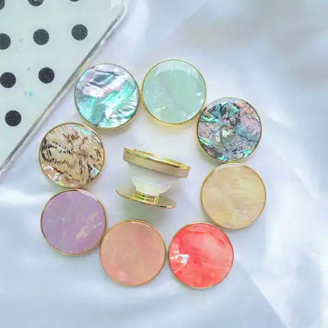 Fan Shell Pattern Shell Mother Expandable Airbag Bracket Drip Gold Border Circular Air Cushion Mobile Phone Bracket Desktop