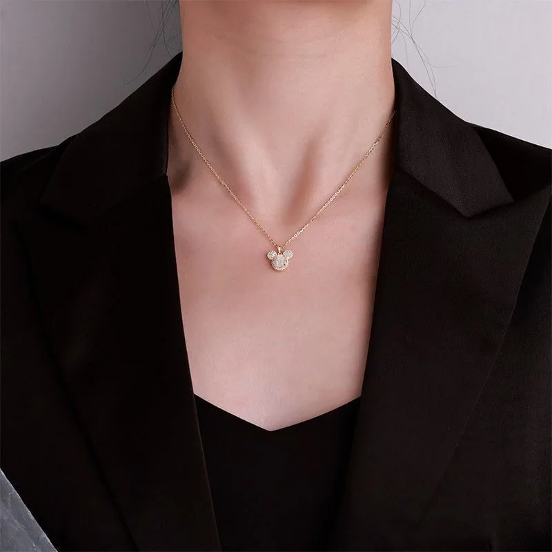 Disney cartoon bonito mercadoria mickey colar para meninas, elegante doce versátil e requintado presente de corrente de clavícula