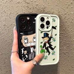 Cartoon Dollar Money Monopolys Phone Case for IPhone 15 14 13 12 11 Pro Max Mini XR XS X 7 8 Soft TPU Back Cover With Hand Strap