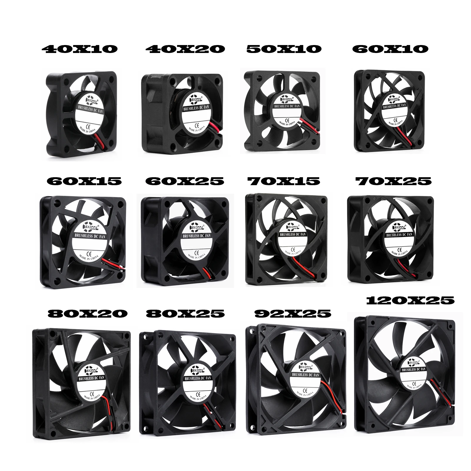 40mm 50mm 60mm 70mm 80mm 92mm 120mm DC 5V 12V 24V Oś chłodzenia Bezszczotkowy silnik Obudowa Cichy wentylator Łożysko tulejowe 2PIN