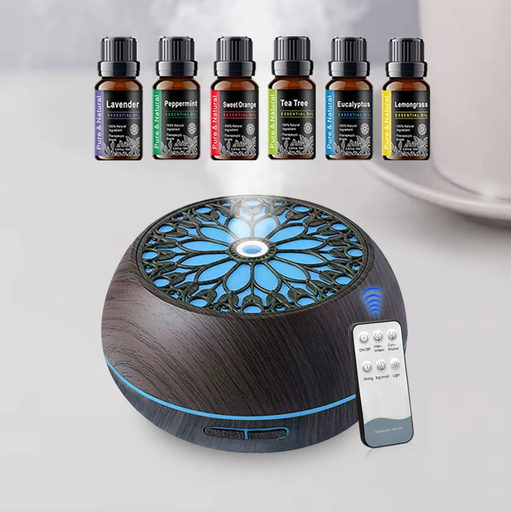 

Diffuser For Home 550ml Humidifier 6 Seasonal Oils Soundwave Diffusion Remote Control Night Light for Dry Rooms