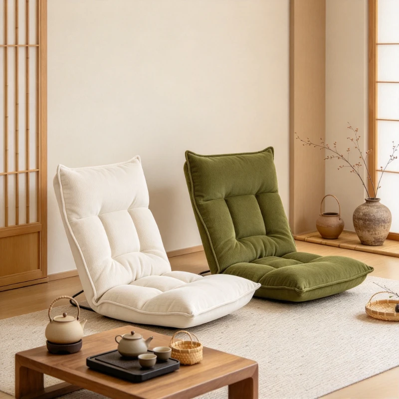 Portable Tatami Floor Chair, Window Lounge Sofa, Folding Backrest Cushion, Reclining Single Seat for Balcony Sleep Chaise Daybed