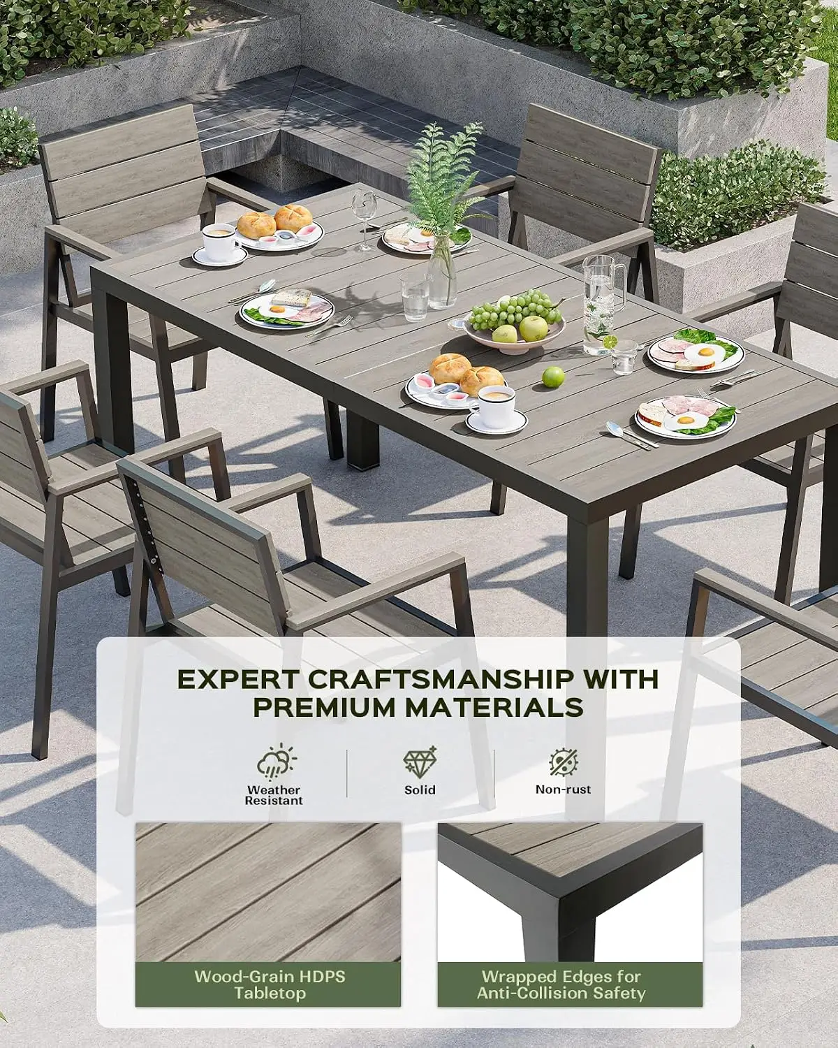Outdoor Dining Set, HDPS + Aluminum Patio Dining Chairs with Ergonomic Design and Wide Seat, 2 Piece Outdoor Chairs, Customized