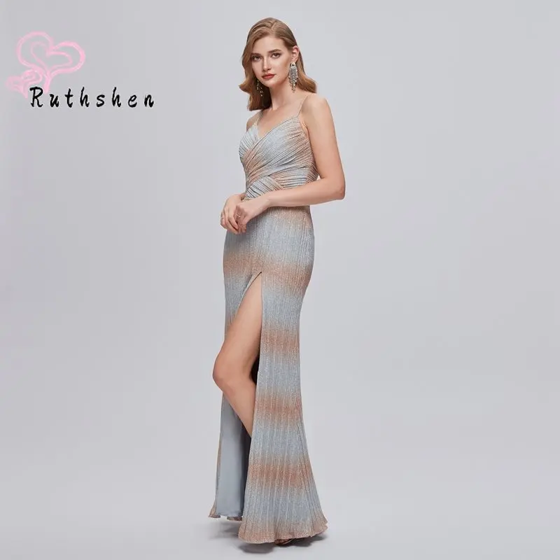 

2023 New Tie Dye Party Dresses Women Evening Gown Spaghetti Straps Split Sexy Pleated Long Formal Prom Dresses Vestido De Festa