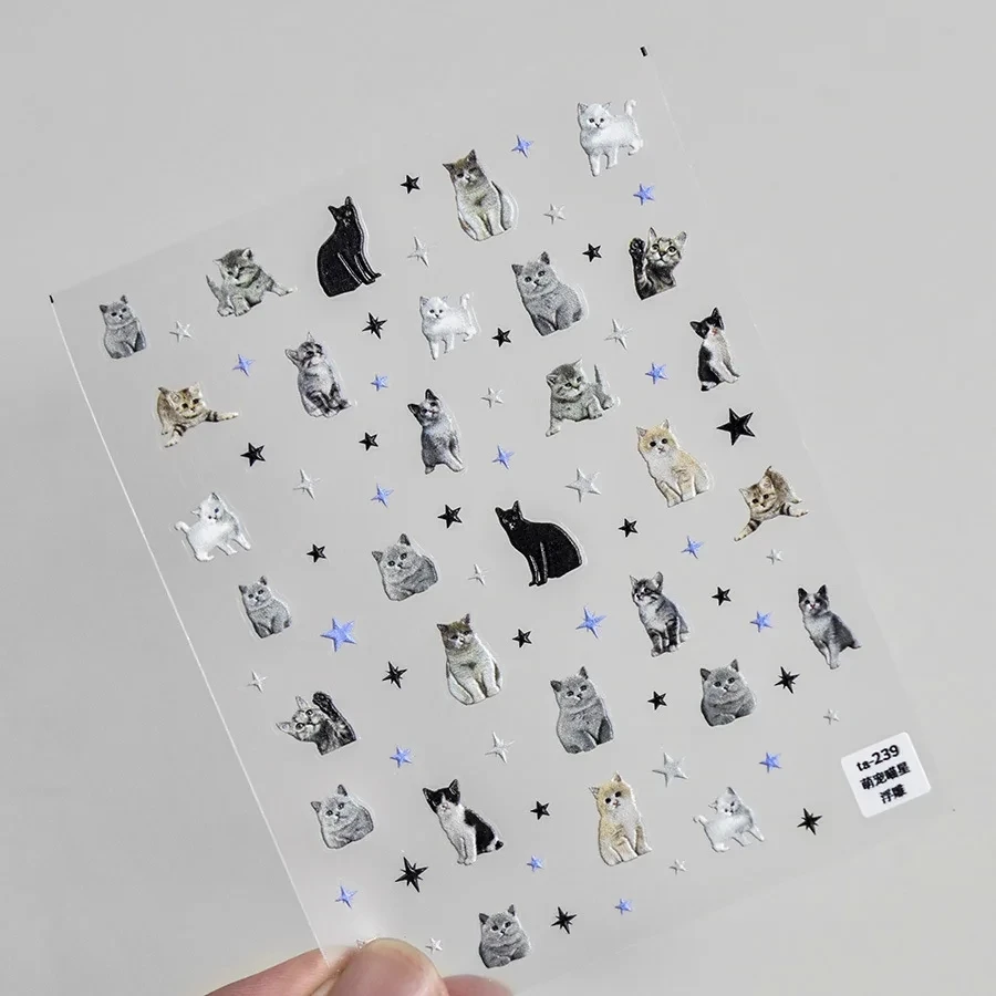 Schöne Hund Katze Tier Hase 3D weiche geprägte Relief selbstklebende Nail Art Aufkleber süße hübsche Welpe Kitty Star Maniküre Aufkleber – Detail 13