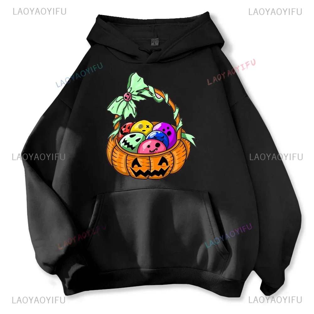 Vegetable Basket Pumpkin Skull Hoodie Halloween Happy Sweatshirt Men and Women Pullovers Hooded Men and Women Costumes Street