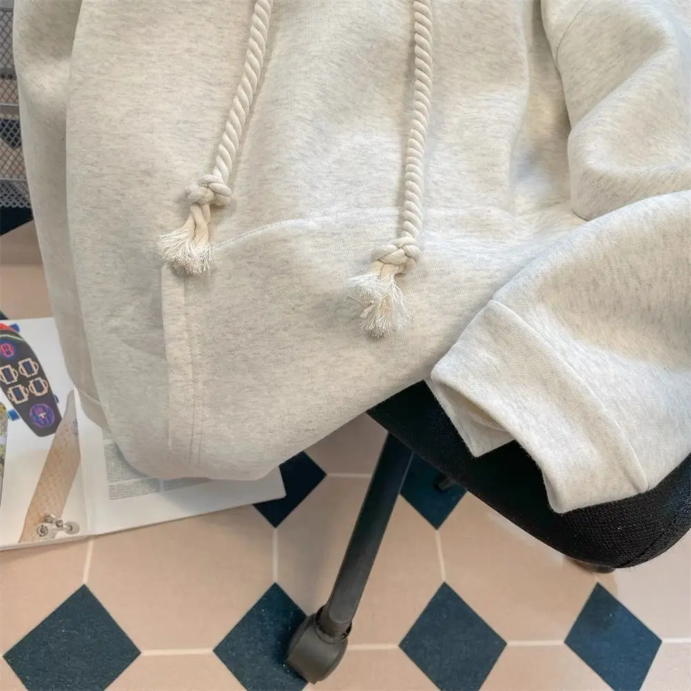 Hooded Hoodies Zip Up Clothes For Autumn Women Round-Neck Harajuku Couple Stylish Skateboard Pocket Knit Fabric Stretch Y2K