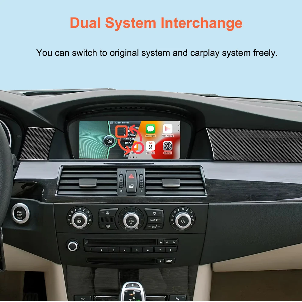 Bonroad Wireless Carplay Android Auto Decoder Box For BMW CIC System 3/5 Serie E60 E61 E90 E92 X1 E84 X3 F25 X4 F26 X5 E70 X6 E71 F10 F01 F07 Support Android Auto Mirror Link Navigation view 8