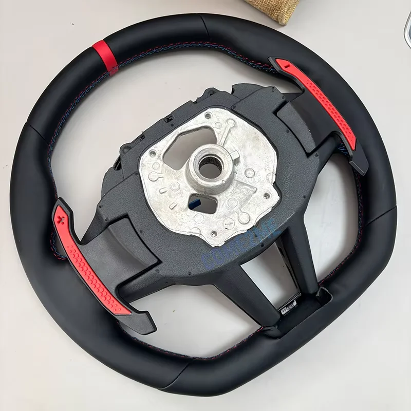 Picture 4: Customized leather steering wheel with carbon fiber frame paddles suitable for BMW G01 G20 G21 G80 G81 G22