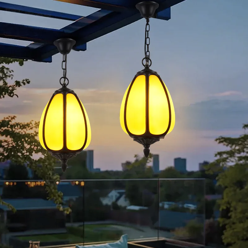 Chinese outdoor pumpkin chandelier corridor sun room antique courtyard corridor pavilion waterproof