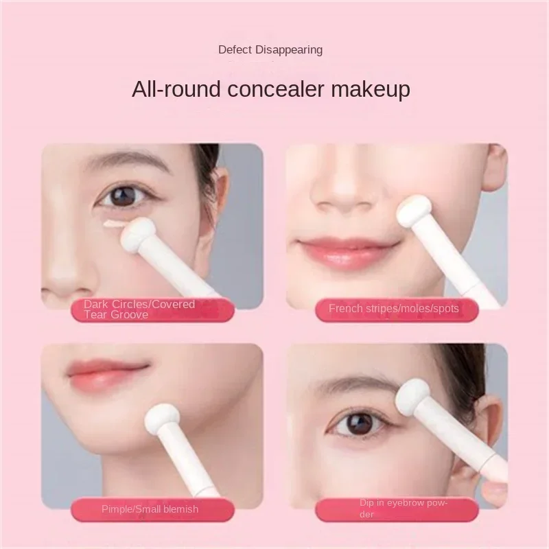 コンシーラー-スポンジヘッドブラシ,丸いヘッドカバー,涙,黒い目の汚れ,ブラシレス,乾式および湿式の二重使用,新品